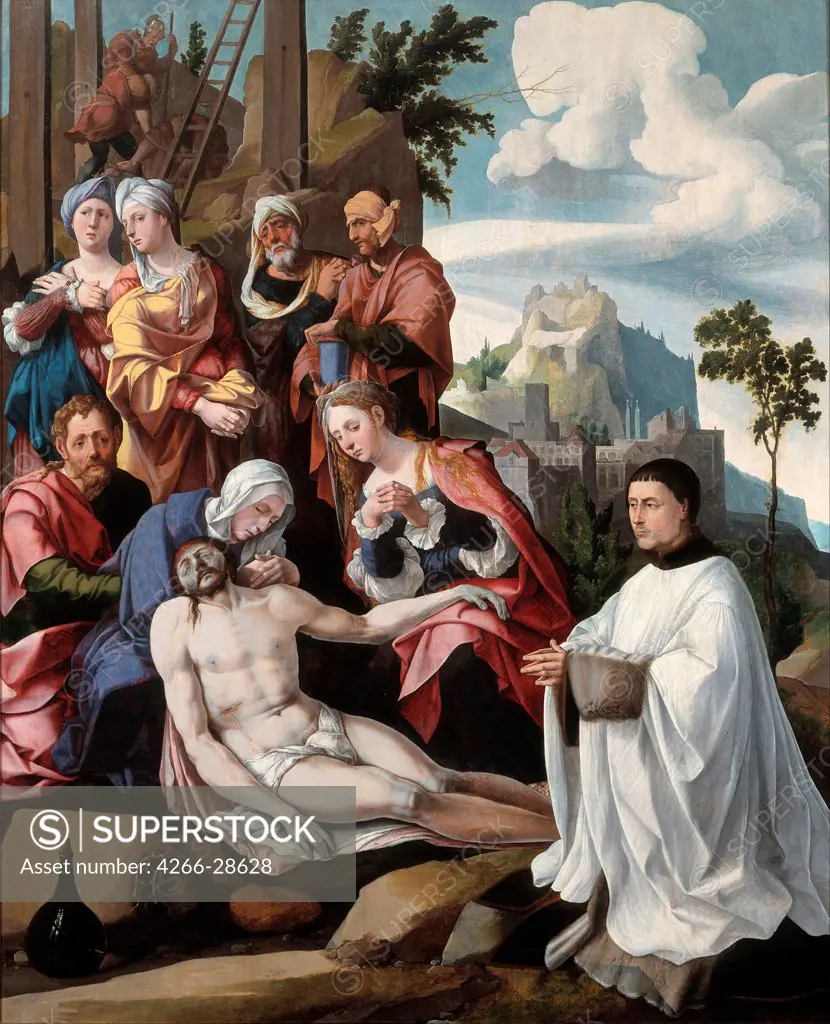 The Lamentation over Christ with a Donor by Scorel, Jan, van (1495-1562) / Centraal Museum, Utrecht / c.1535 / The Netherlands / Oil on wood / Bible / 167,5x137
