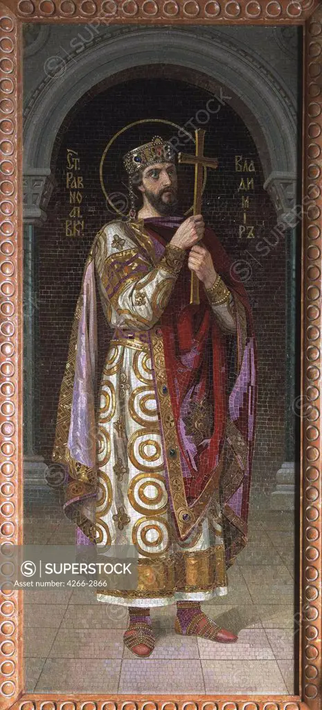 St Vladimir by Nikolai Kornilovich Bodarevsky, mosaic, 1900s, 1850-1921, Russia, St Petersburg, Church of Savior on Spilled Blood