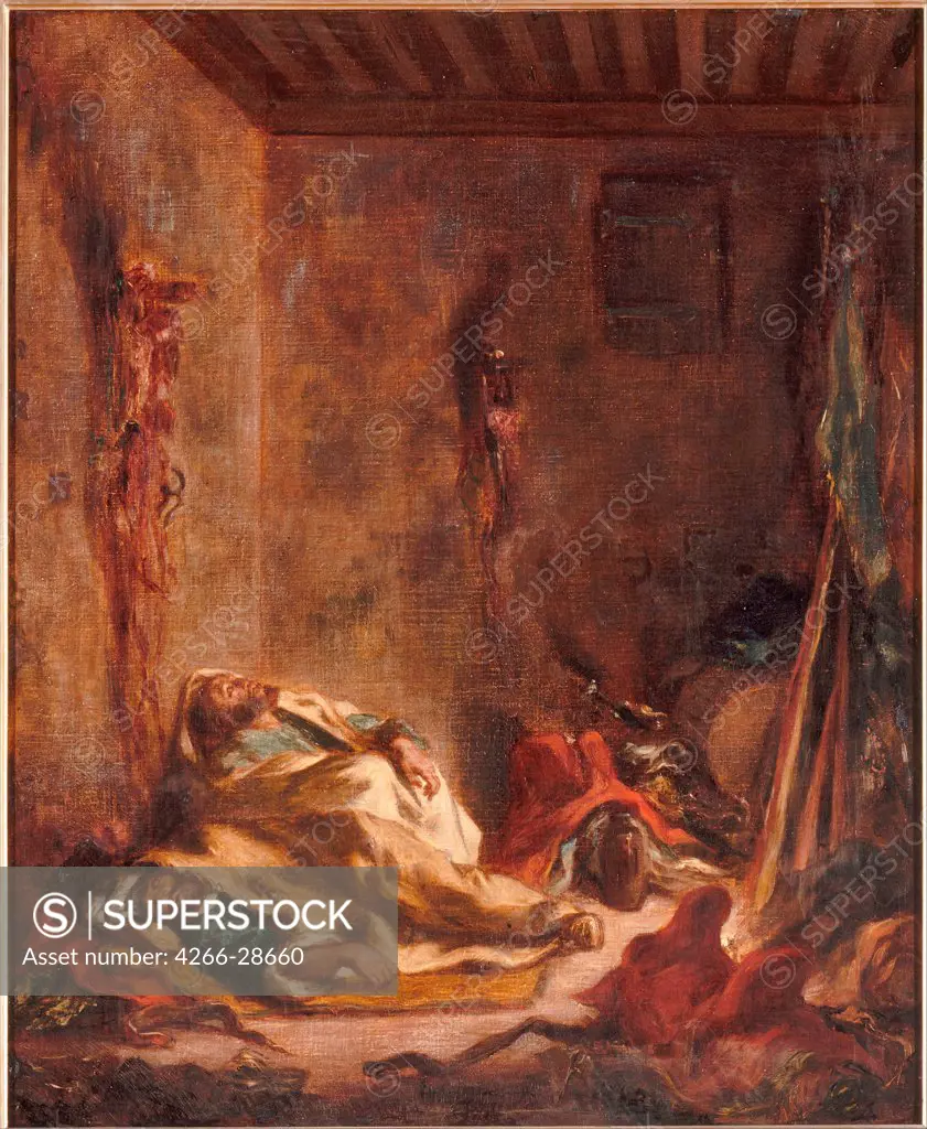 A guardhouse in Meknes by Delacroix, Eugene (1798-1863) / Musee Conde, Chantilly / 1847 / France / Oil on canvas / Genre / 65x53