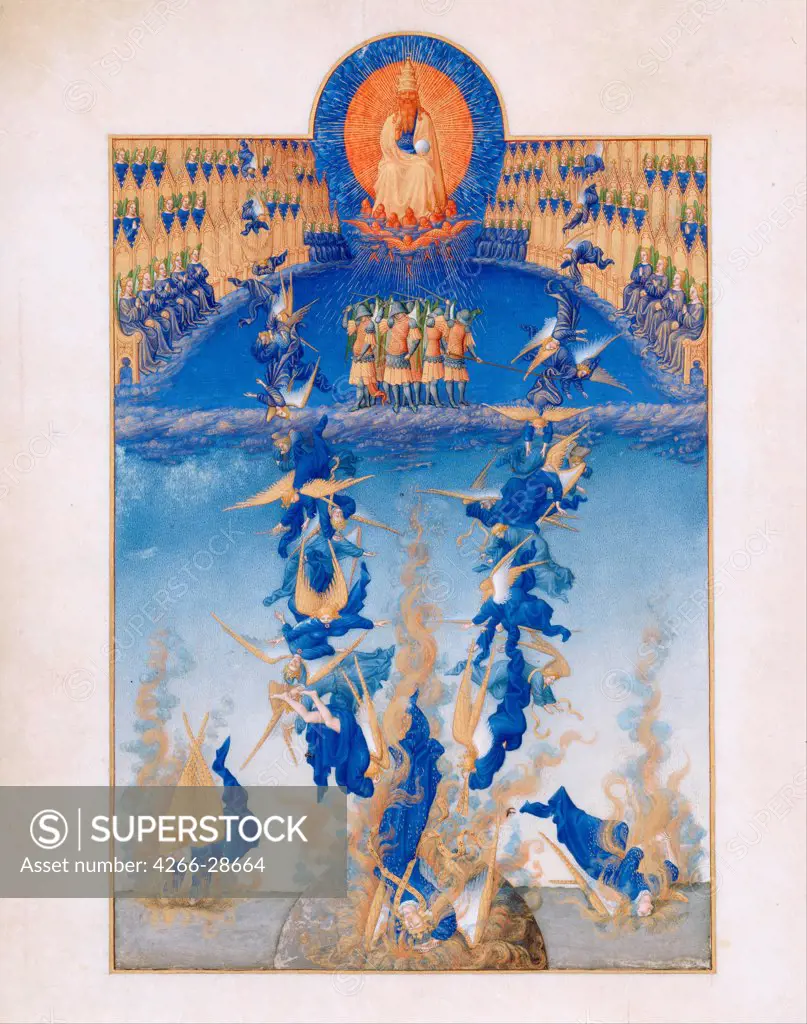 The Fall of the Rebel Angels (Les Tres Riches Heures du duc de Berry) by Limbourg brothers (active 1385-1416) / Musee Conde, Chantilly / 1412-1416 / The Netherlands / Tempera and gold on parchment / Bible / 29x21