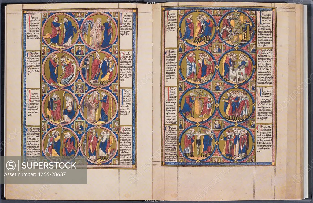 The Creation. Bible moralisee (Codex Vindobonensis 2554) by Anonymous   / Austrian National Library, Vienna / ca 1250 /Watercolour on parchment / Bible,Objects /