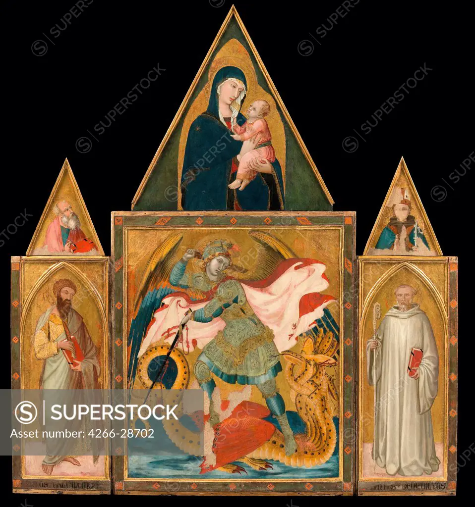 Rofeno Abbey Poliptych by Lorenzetti, Ambrogio (ca 1290-ca 1348) / Museo Civico Archeologico e d'Arte Sacra Palazzo Corboli Asciano / 1330-1335 / Italy, School of Siena / Tempera on panel / Bible / 258x230