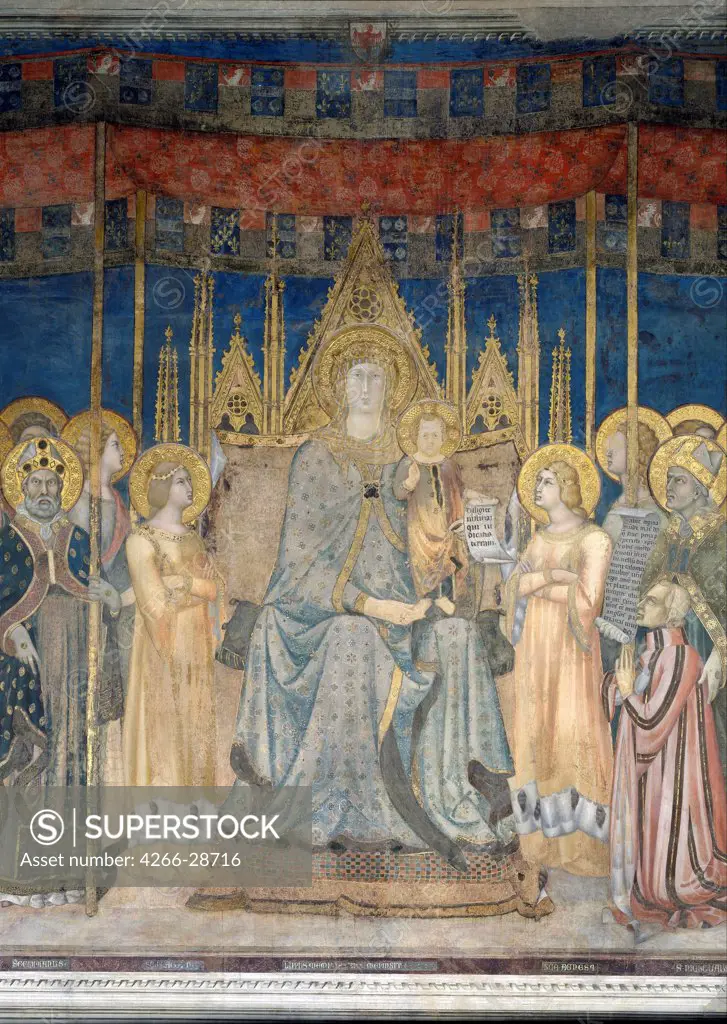 Maesta by Memmi, Lippo (1291-1356) / Palazzo Comunale, San Gimignano / 1317 / Italy, School of Siena / Fresco / Bible /