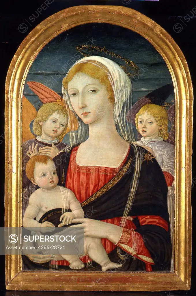 Madonna with Child and Angels by Matteo di Giovanni (ca. 1430-1495) / Museo di arte sacra della Val d'Arbia / ca 1470 / Italy, School of Siena / Tempera on panel / Bible / 76x49,5