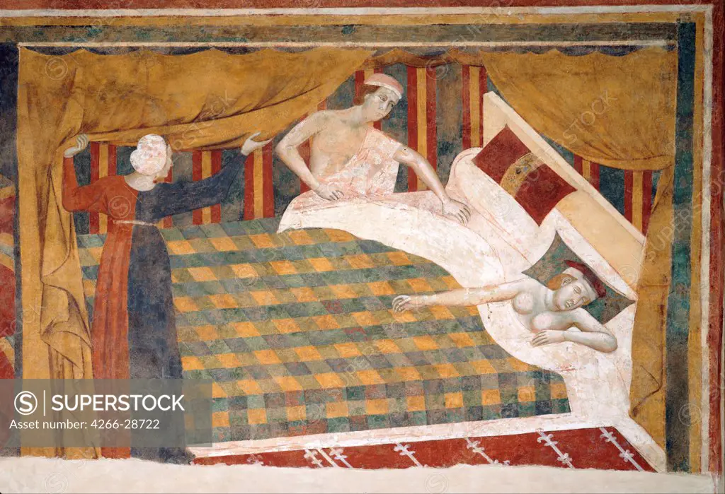 Scene of married life by Memmo di Filippuccio (active 1303-1345) / Palazzo Comunale, San Gimignano / ca 1306 / Italy, School of Siena / Fresco / Genre /