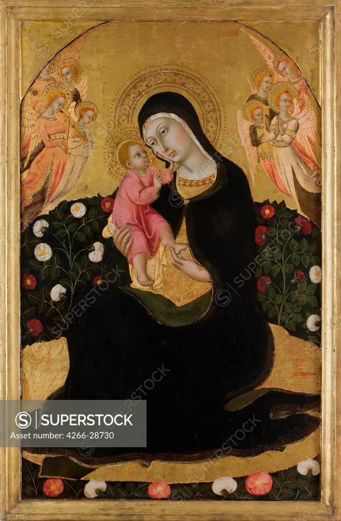 The Virgin and Child with Angels (Madonna of Humility) by Sano di Pietro (1406-1481) / Museo Civico e Diocesano di Montalcino / Mid of the 15th cen. / Italy, School of Siena / Tempera on panel / Bible / 81x52