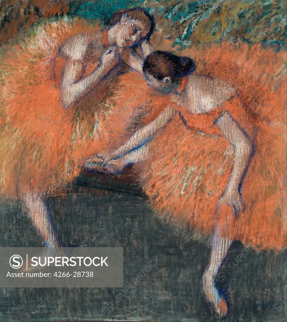 Two Dancers by Degas, Edgar (1834-1917) / Dresden State Art Collections / c. 1898 / France / Pastel on cardboard / Music, Dance,Opera, Ballet, Theatre / 95,5x87