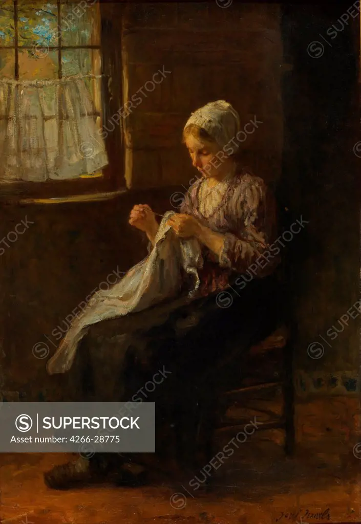 The young seamstress by Israels, Jozef (1824-1911) / Gemeentemuseum Den Haag / c. 1880 / Holland / Oil on canvas / Genre / 110,4x84,6