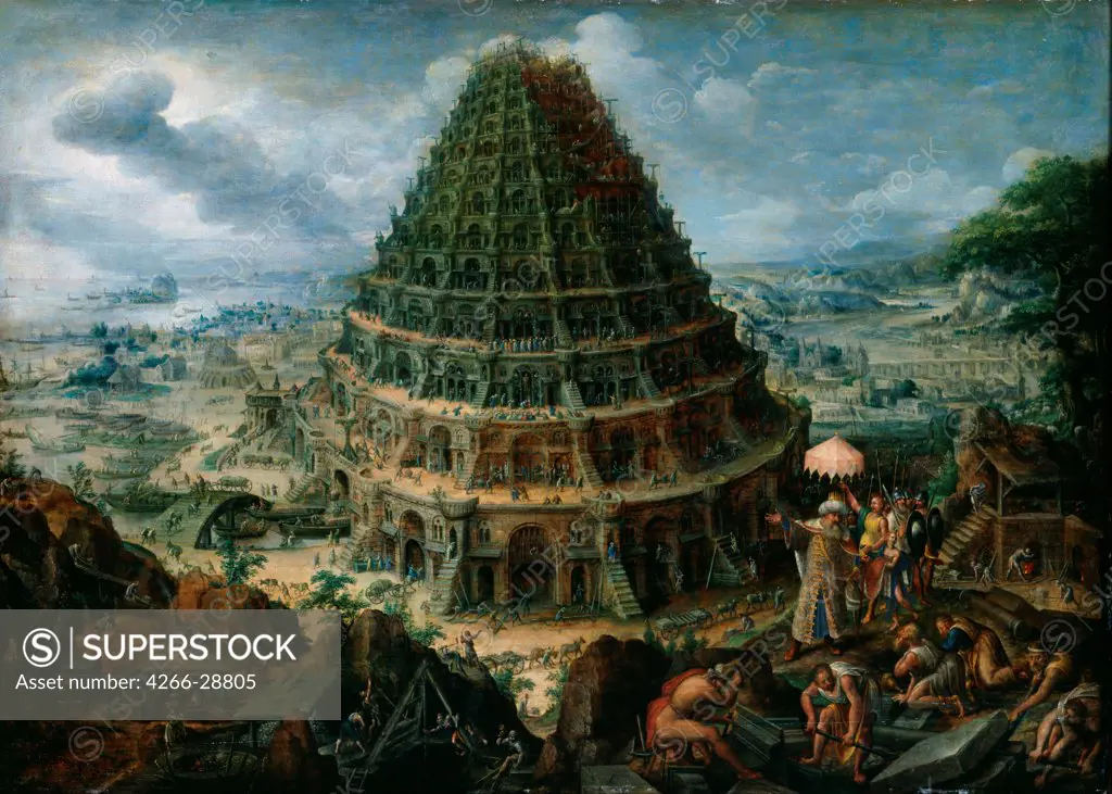 The Tower of Babel by Valckenborch, Marten van (1535-1612) / Dresden State Art Collections / 1595 / Flanders / Oil on wood / Bible,Mythology, Allegory and Literature / 75,5x105