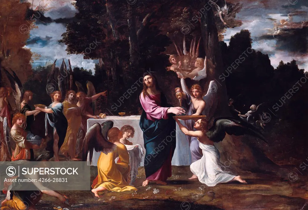 Christ in the Wilderness, Served by Angels by Carracci, Lodovico (1555-1619) / Staatliche Museen, Berlin / ca 1608 / Italy, Bolognese School / Oil on canvas / Bible / 157x225