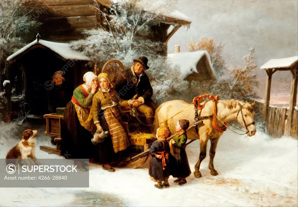 Leaving Home (Dalecarlian Scene) by Nordenberg, Bengt (1822-1902) / Hallwylska Museet, Stockholm /Sweden / Oil on canvas / Genre / 54,5x78