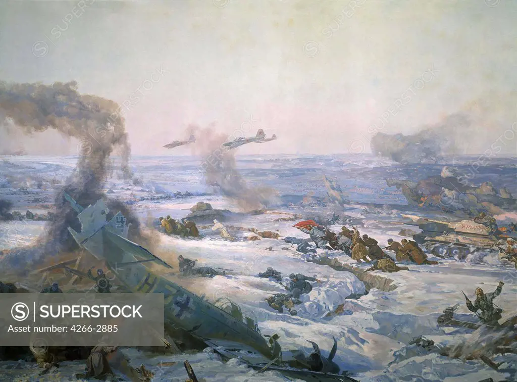 Maltsev, Pyotr Tarasovich (1907-) Panoramic Museum "Battle of Stalingrad", Volgograd 1981 Oil on canvas Soviet Art Russia History 