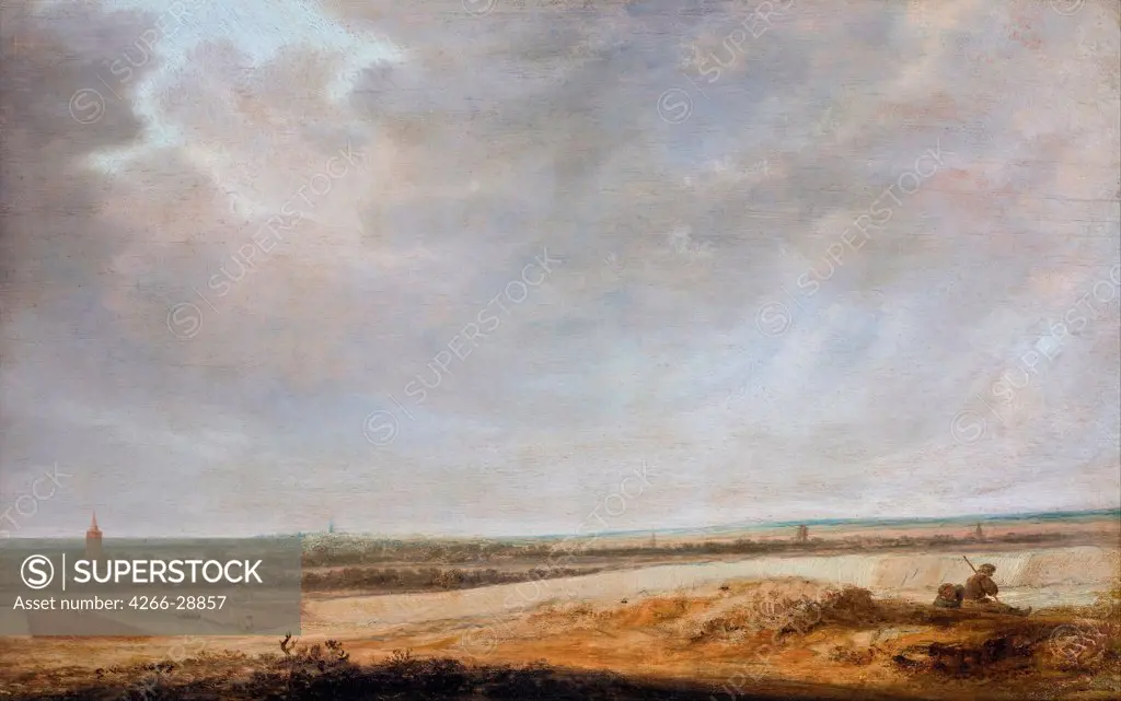 Landscape with Cornfields by Ruisdael, Salomon Jacobsz, van (1600/3-1670) / Hallwylska Museet, Stockholm / 1638 / Holland / Oil on wood / Landscape / 33,5x52,5