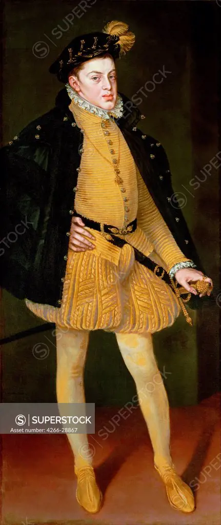 Don Carlos, Prince of Asturias by Coello, Alonso Sanchez (1531-1588) / Art History Museum, Vienne / 1564 / Spain / Oil on canvas / Portrait / 186x82,5