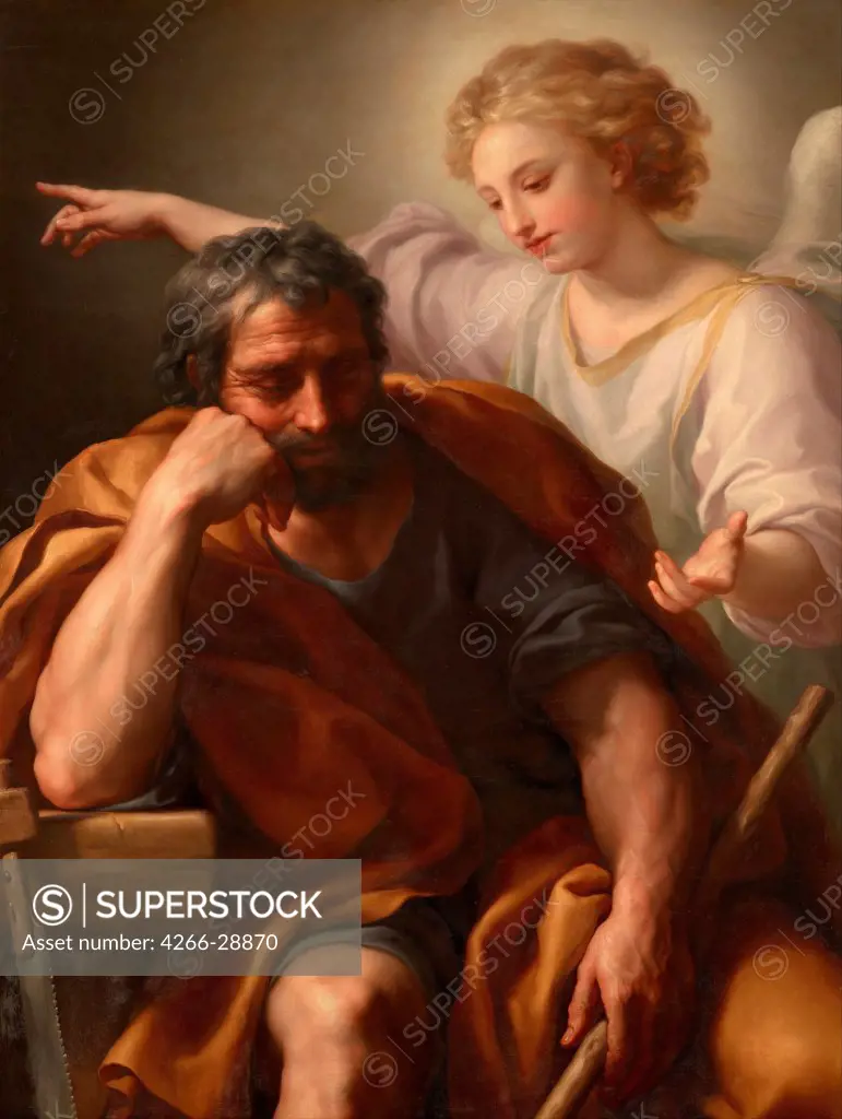 The Dream of St. Joseph by Mengs, Anton Raphael (1728-1779) / Art History Museum, Vienne / 1774 / Germany / Oil on canvas / Bible / 114x86