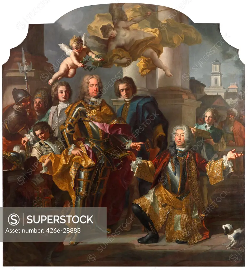 Emperor Charles VI and Count Gundacker von Althan by Solimena, Francesco (1657-1747) / Art History Museum, Vienne / 1728 / Italy, School of Neaple / Oil on canvas / Portrait,Mythology, Allegory and Literature / 309x284