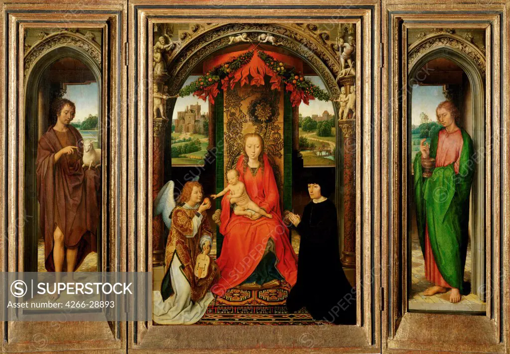 Small Triptych of St. John the Baptist by Memling, Hans (1433/40-1494) / Art History Museum, Vienne / c. 1490 / The Netherlands / Oil on wood / Bible / 79,5x112,2