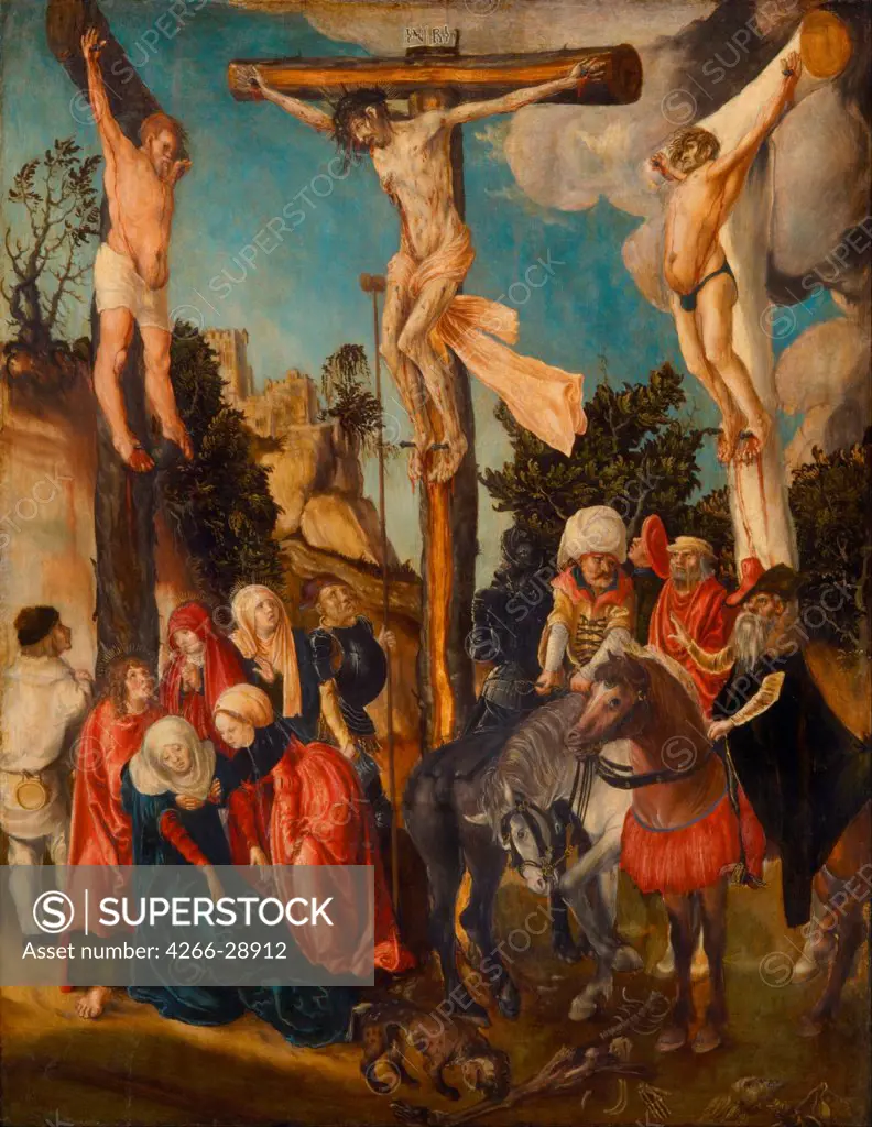 The Crucifixion by Cranach, Lucas, the Elder (1472-1553) / Art History Museum, Vienne / 1501 / Germany / Oil on wood / Bible / 58,5x45