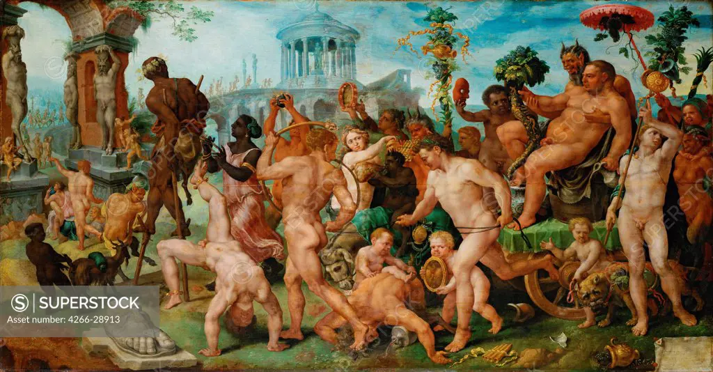 The Triumphal Procession of Bacchus by Heemskerck, Maarten Jacobsz, van (1498-1574) / Art History Museum, Vienne / c. 1536 / The Netherlands / Oil on wood / Mythology, Allegory and Literature / 56x106,6