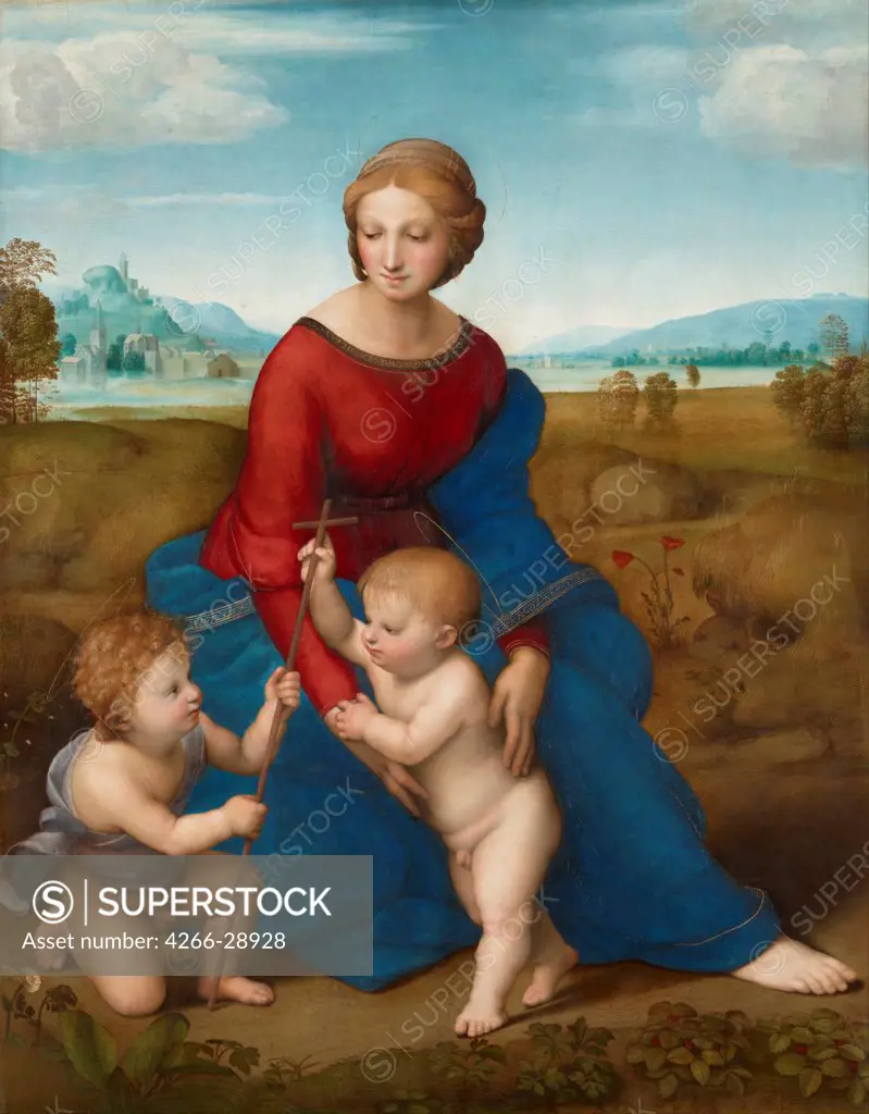Madonna in the Meadow by Raphael (1483-1520) / Art History Museum, Vienne / ca 1506 / Italy, Roman School / Oil on wood / Bible / 113x88,5