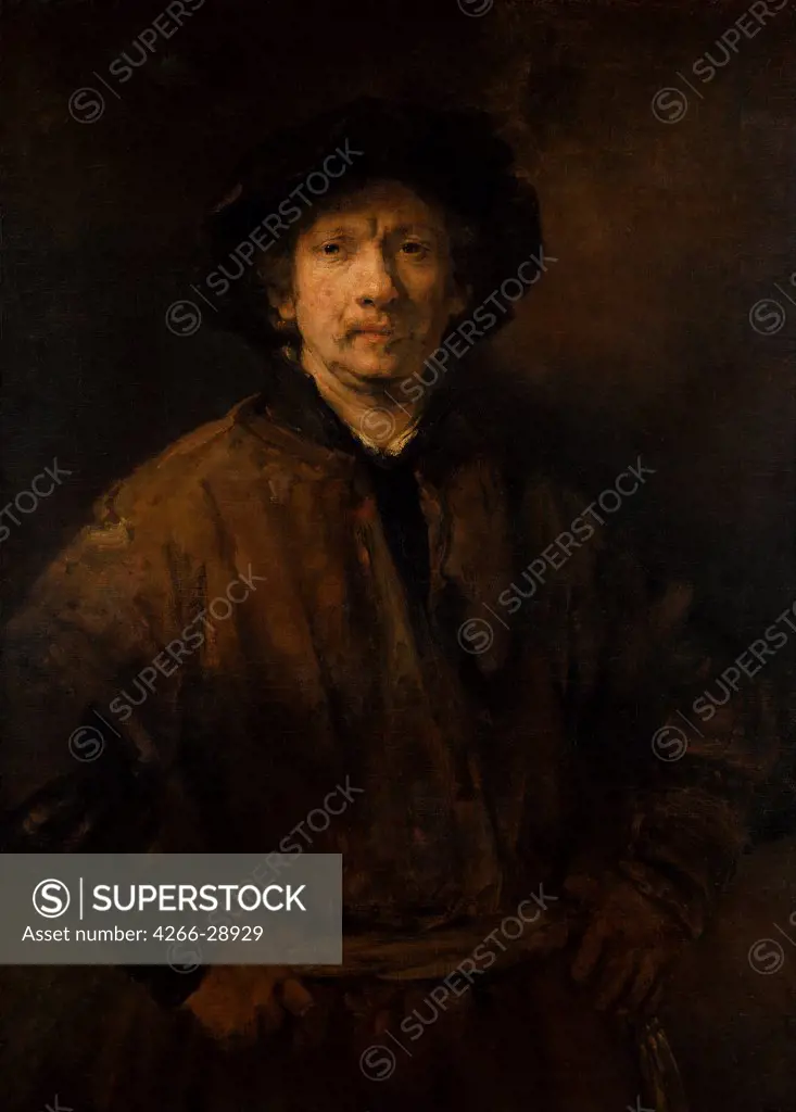 Large Self-Portrait by Rembrandt van Rhijn (1606-1669) / Art History Museum, Vienne / 1652 / Holland / Oil on canvas / Portrait / 112x81,5