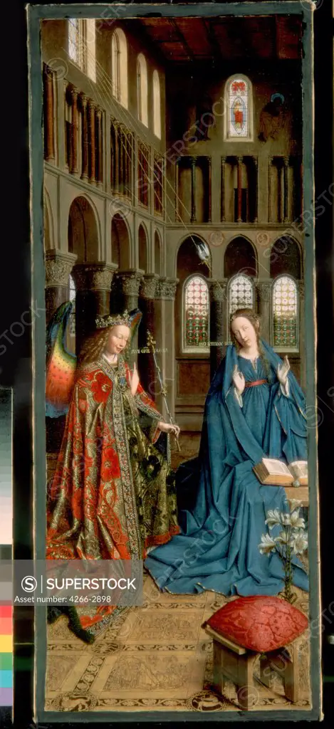 Annunciation by Jan van Eyck, oil on wood, 1434-1436, 1390-1441, USA, Washington, National Gallery of Art,