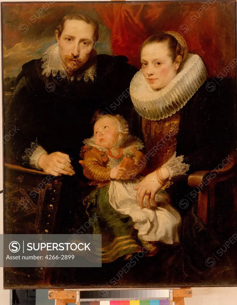 Portrait of family with one child by Sir Anthonis van Dyck, oil on canvas, 1621, 1599-1641, Russia, St. Petersburg, State Hermitage, 113, 5x93, 5