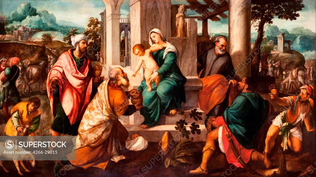 The Adoration of the Magi by Veronese (de' Pitati), Bonifacio (1487-1553) / Musei di Strada Nuova, Genoa / Early16th cen. / Italy, School of Verona / Oil on canvas / Bible / 213x381