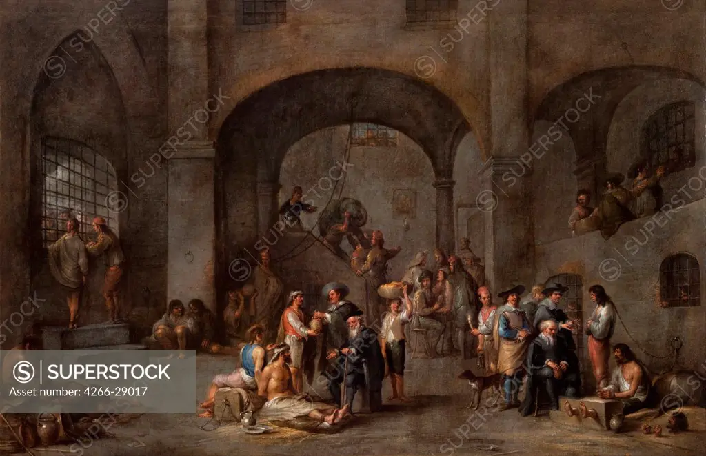 To Visit the Imprisoned by Wael, Cornelis, de (1592-1667) / Musei di Strada Nuova, Genoa / c. 1640 / Flanders / Oil on canvas / Genre,Mythology, Allegory and Literature / 99x152