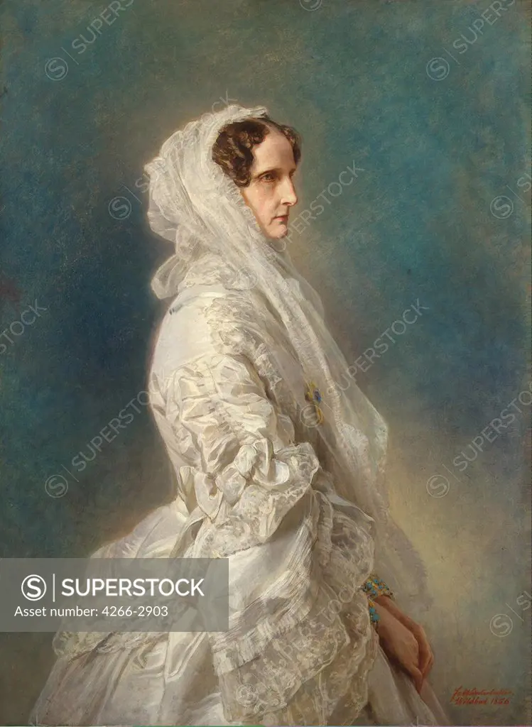 Portrait of empress Alexandra Fyodorovna by Franz Xavier Winterhalter, oil on canvas, 1856, 1805-1873, Russia, St. Petersburg, State Hermitage, 109x80