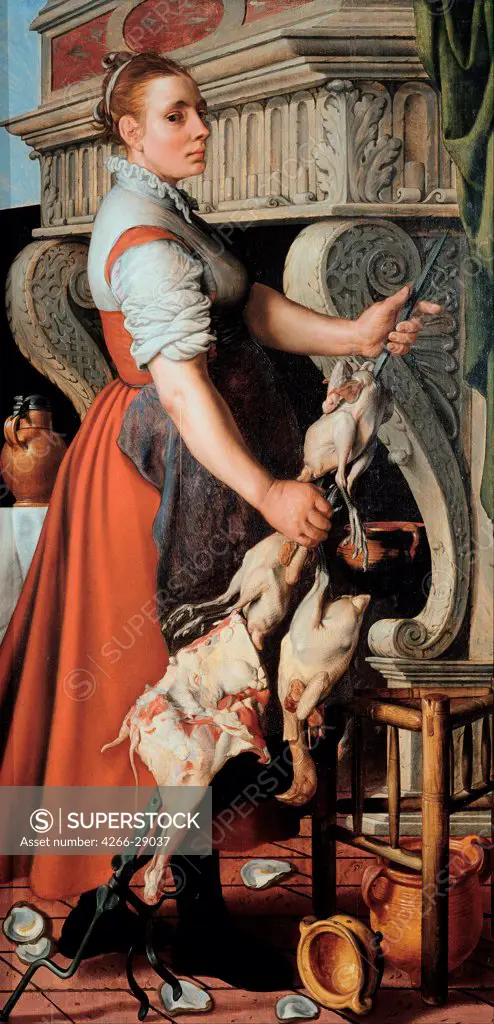 The Cook by Aertsen, Pieter (1508-1575) / Musei di Strada Nuova, Genoa / 1559 / The Netherlands / Oil on canvas / Genre / 171x85