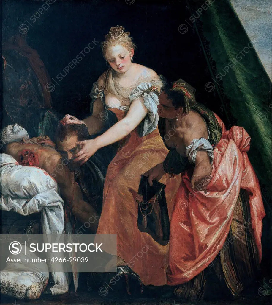 Judith with the Head of Holofernes by Veronese, Paolo (1528-1588) / Musei di Strada Nuova, Genoa / c. 1580 / Italy, Venetian School / Oil on canvas / Bible / 195x176