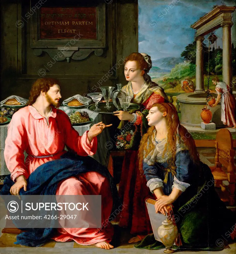 Christ in the House of Martha and Mary by Allori, Alessandro (1535-1607) / Art History Museum, Vienne / 1605 / Italy, Florentine School / Oil on wood / Bible / 125x118