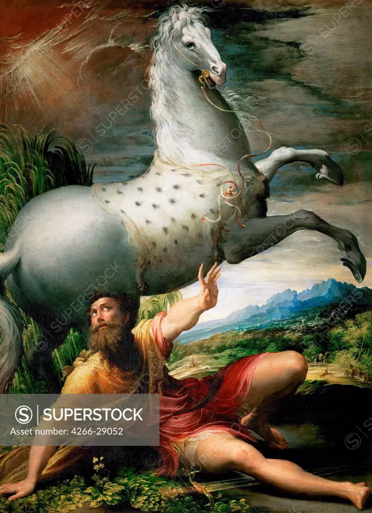 The Conversion of Saint Paul by Parmigianino (1503-1540) / Art History Museum, Vienne / ca 1528 / Italy, Parmese School / Oil on canvas / Bible / 177,5x128