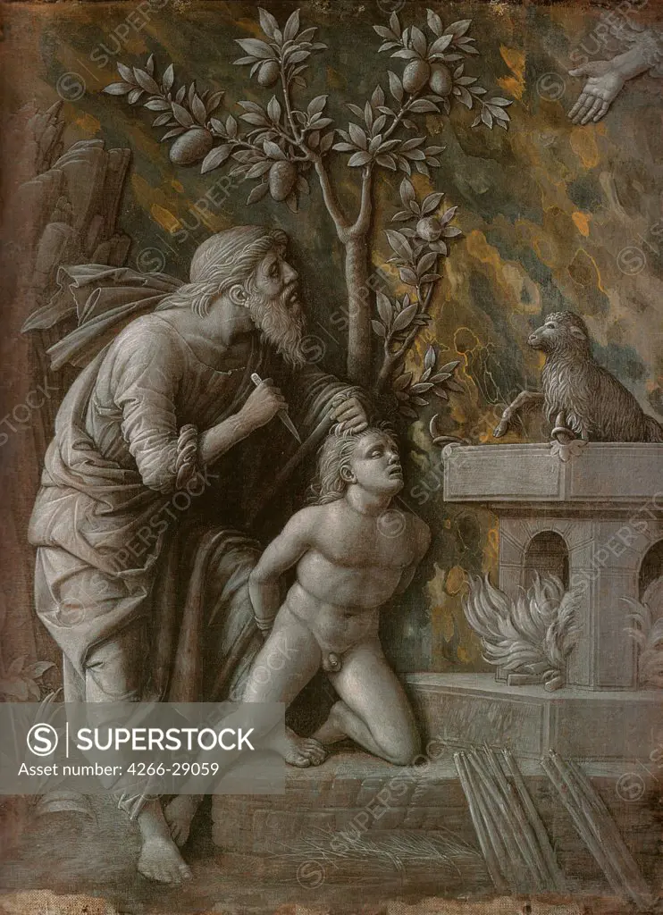 The Sacrifice of Isaac by Mantegna, Andrea (1431-1506) / Art History Museum, Vienne / c.1490-1495 / Italy, School of Mantua / Tempera on panel / Bible / 48,5x36,5