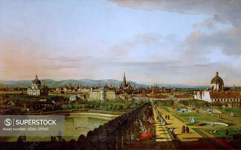 View of Vienna from the Belvedere by Bellotto, Bernardo (1720-1780) / Art History Museum, Vienne / Between 1758 and 1761 / Italy, Venetian School / Oil on canvas / Landscape / 136x214