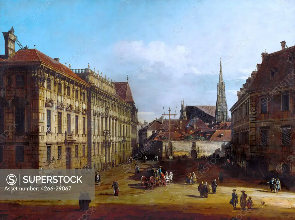 Vienna, the Lobkowitzplatz by Bellotto, Bernardo (1720-1780) / Art History Museum, Vienne / Between 1758 and 1761 / Italy, Venetian School / Oil on canvas / Landscape / 115x152