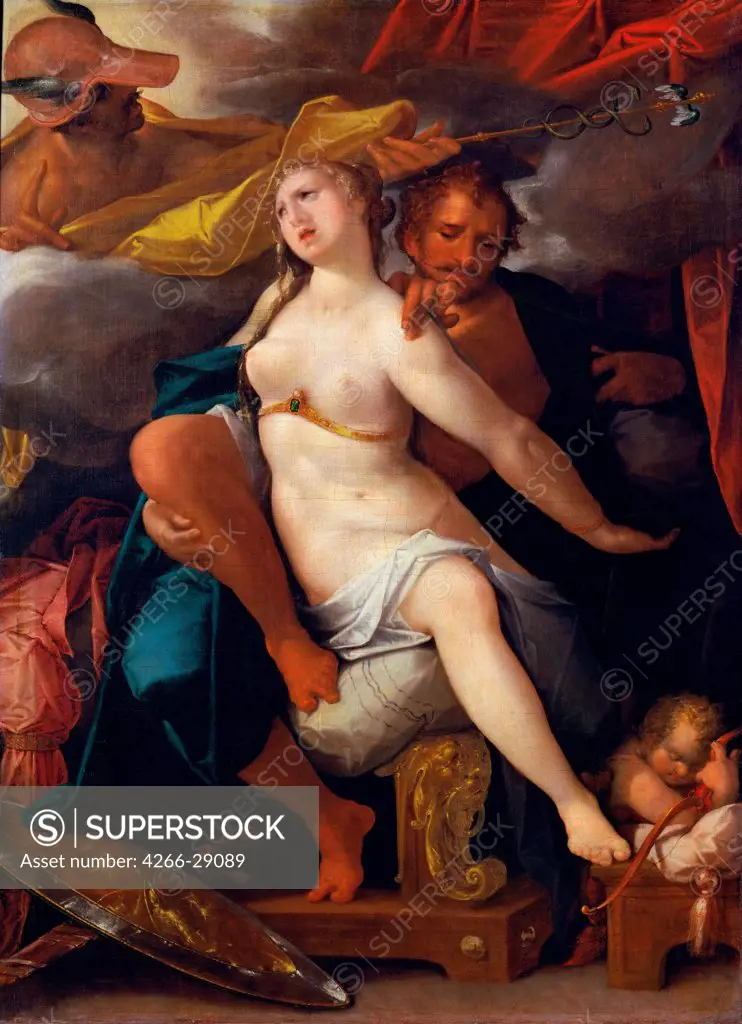 Venus and Mars warned by Mercury by Spranger, Bartholomeus (1546-1611) / Art History Museum, Vienne / ca 1586 / Flanders / Oil on canvas / Mythology, Allegory and Literature / 108x80