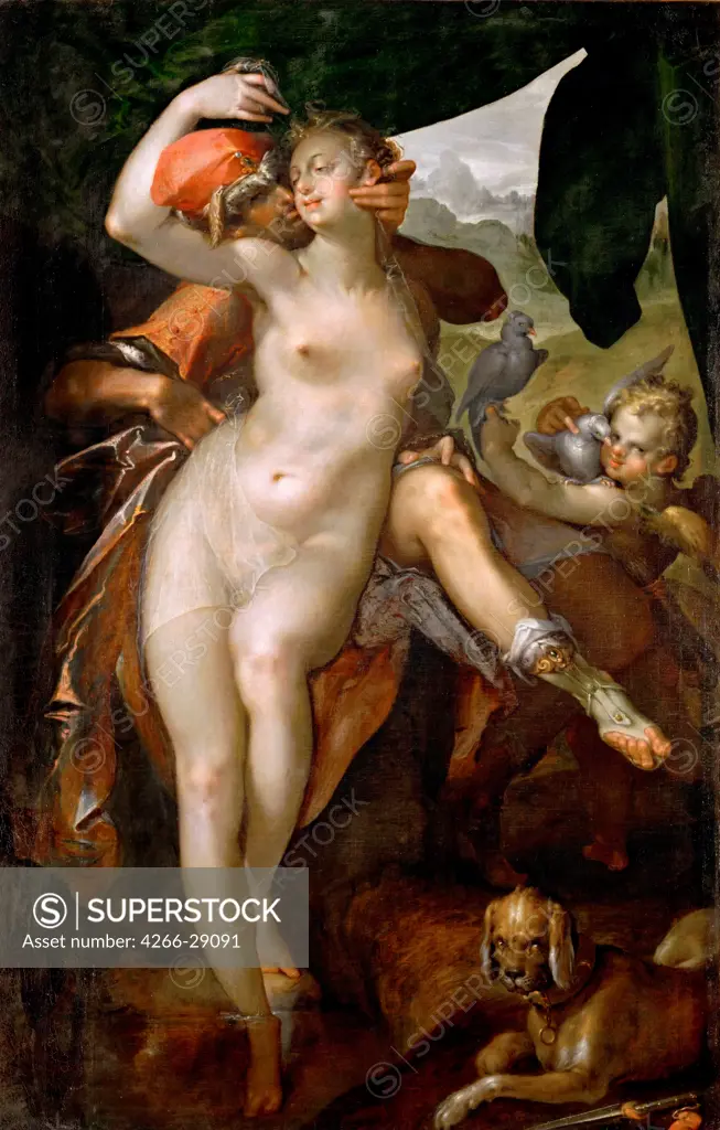 Venus and Adonis by Spranger, Bartholomeus (1546-1611) / Art History Museum, Vienne / ca 1595-1597 / Flanders / Oil on canvas / Mythology, Allegory and Literature / 163x104,3