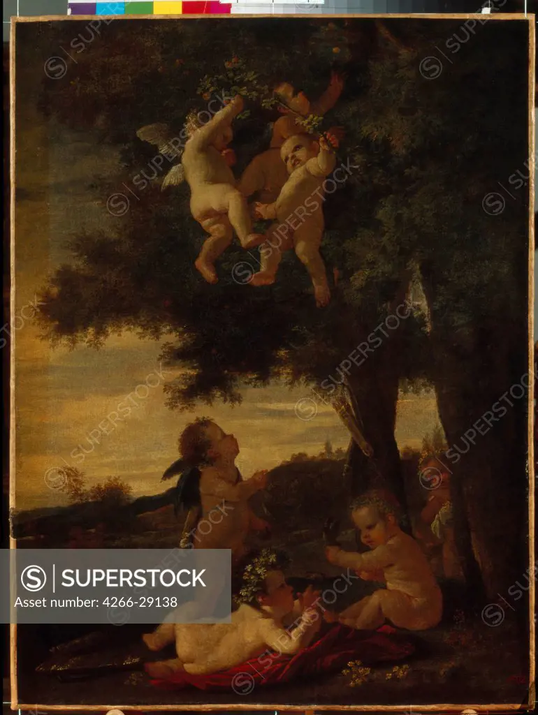 Cupids and Geniuses by Poussin, Nicolas (1594-1665) / State Hermitage, St. Petersburg / 1630-1633 / France / Oil on canvas / Mythology, Allegory and Literature / 95,5x72
