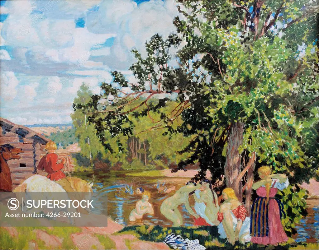 The Bath by Kustodiev, Boris Michaylovich (1878-1927) / Malmo Konstmuseum / 1910 / Russia / Oil on canvas / Landscape,Genre / 82,5x105