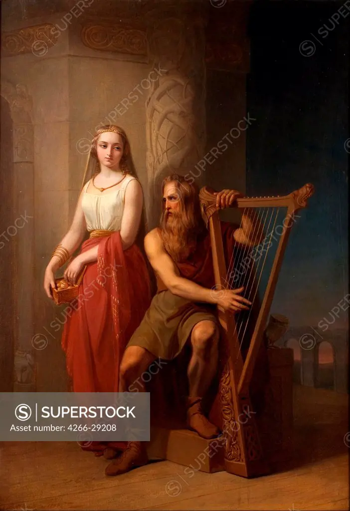 Idun and Bragi by Blommer, Nils Jakob (1816-1853) / Malmo Konstmuseum / 1846 / Sweden / Oil on canvas / Mythology, Allegory and Literature / 94,5x67,5