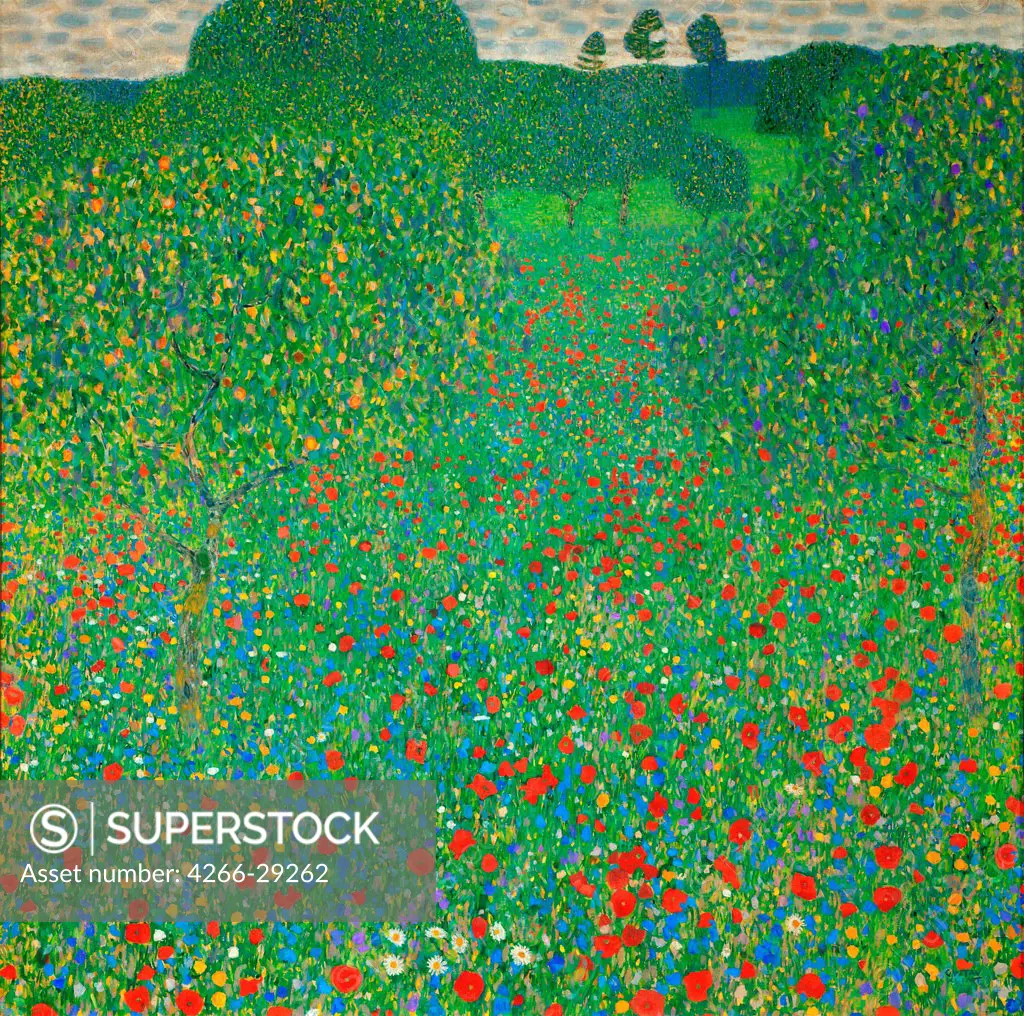 Poppy Field by Klimt, Gustav (1862-1918) / Osterreichische Galerie Belvedere, Vienna / 1907 / Austria / Oil on canvas / Landscape / 110x110
