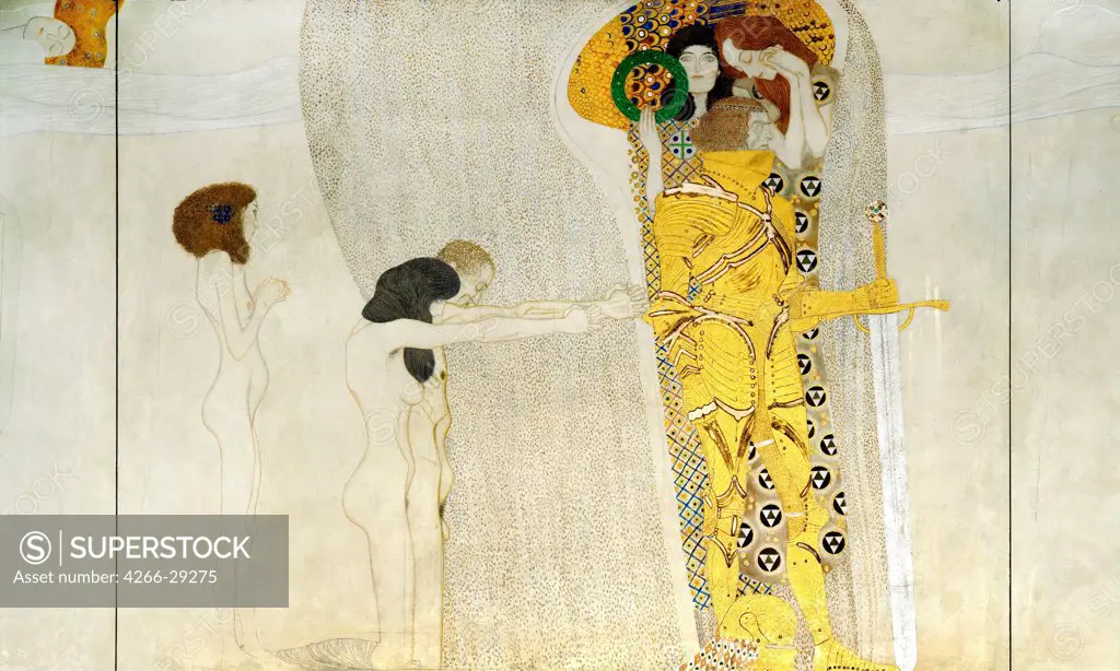 The Beethoven Frieze, Detail: Knight in Shining Armor by Klimt, Gustav (1862-1918) / Wiener Secessionsgebaude / 1902 / Austria / Oil on canvas / Mythology, Allegory and Literature /