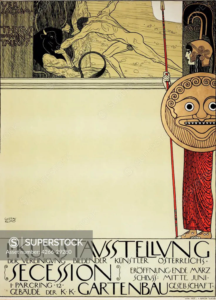 Poster for the First Art Exhibition of the Secession Art Movement by Klimt, Gustav (1862-1918) / Private Collection / 1898 / Austria / Colour lithograph / Poster and Graphic design / 97x70