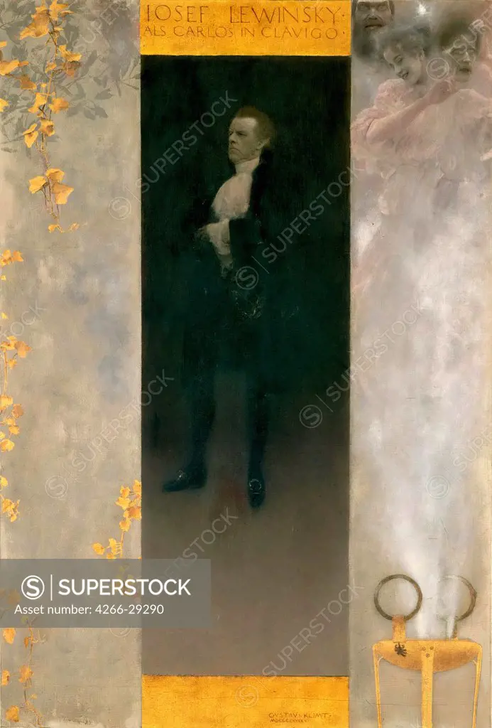 Actor Josef Lewinsky as Carlos by Klimt, Gustav (1862-1918) / Osterreichische Galerie Belvedere, Vienna / 1895 / Austria / Oil on canvas / Opera, Ballet, Theatre,Portrait / 64x44