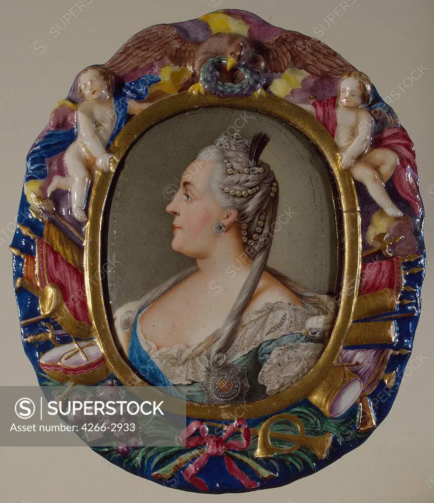 Catherine the Great by Andrey Ivanovich Chyorny, Enamel on copper, porcelain, 1756, Russia, St. Petersburg, State Hermitage, 14, 5x12