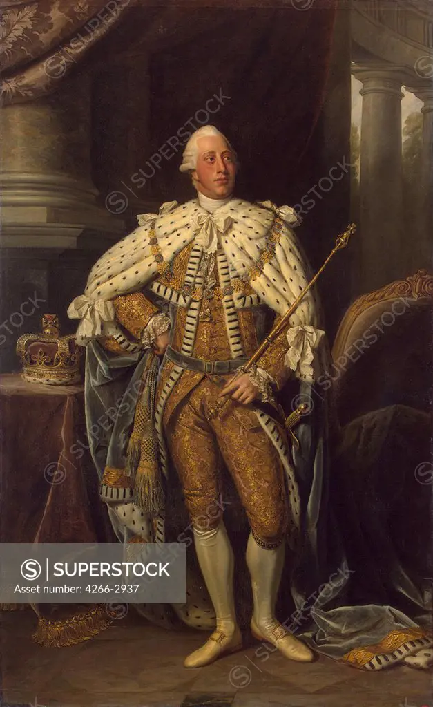 George III by Sir Nathaniel Dance, Oil on canvas, 1773, 1735-1811, Russia, St. Petersburg, State Hermitage, 241x148, 5