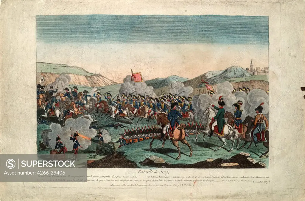 The Battle of Jena by Anonymous   / Private Collection / ca 1806 / France / Etching, watercolour / History / 47,4x31,4