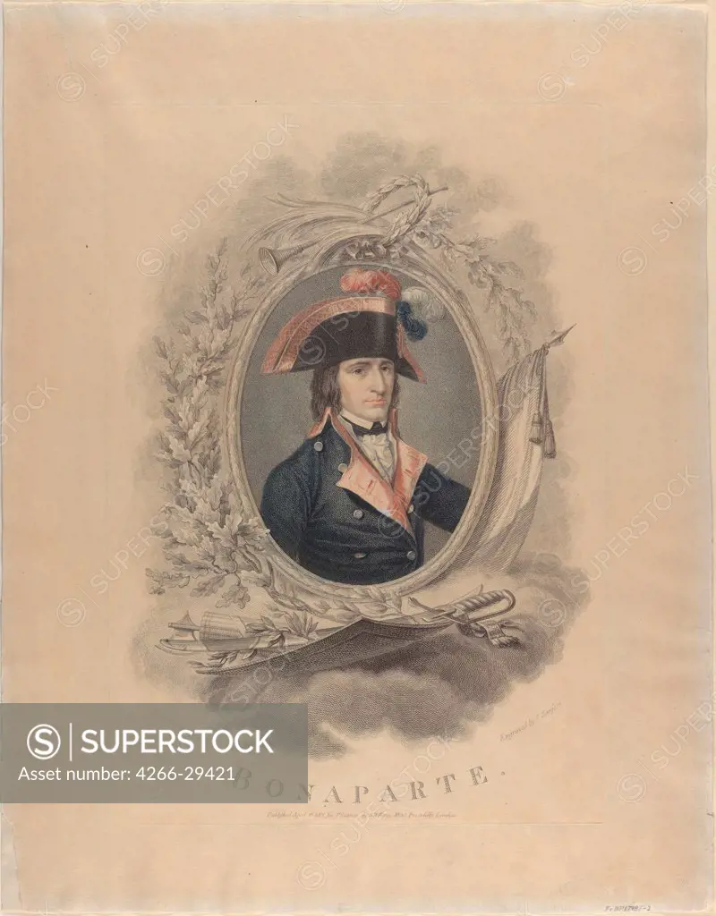 Napoleon I. Bonaparte by Ledru, Hilaire (1769-1840) / Private Collection / 1801 / France / Etching, watercolour / Portrait / 40x51,2
